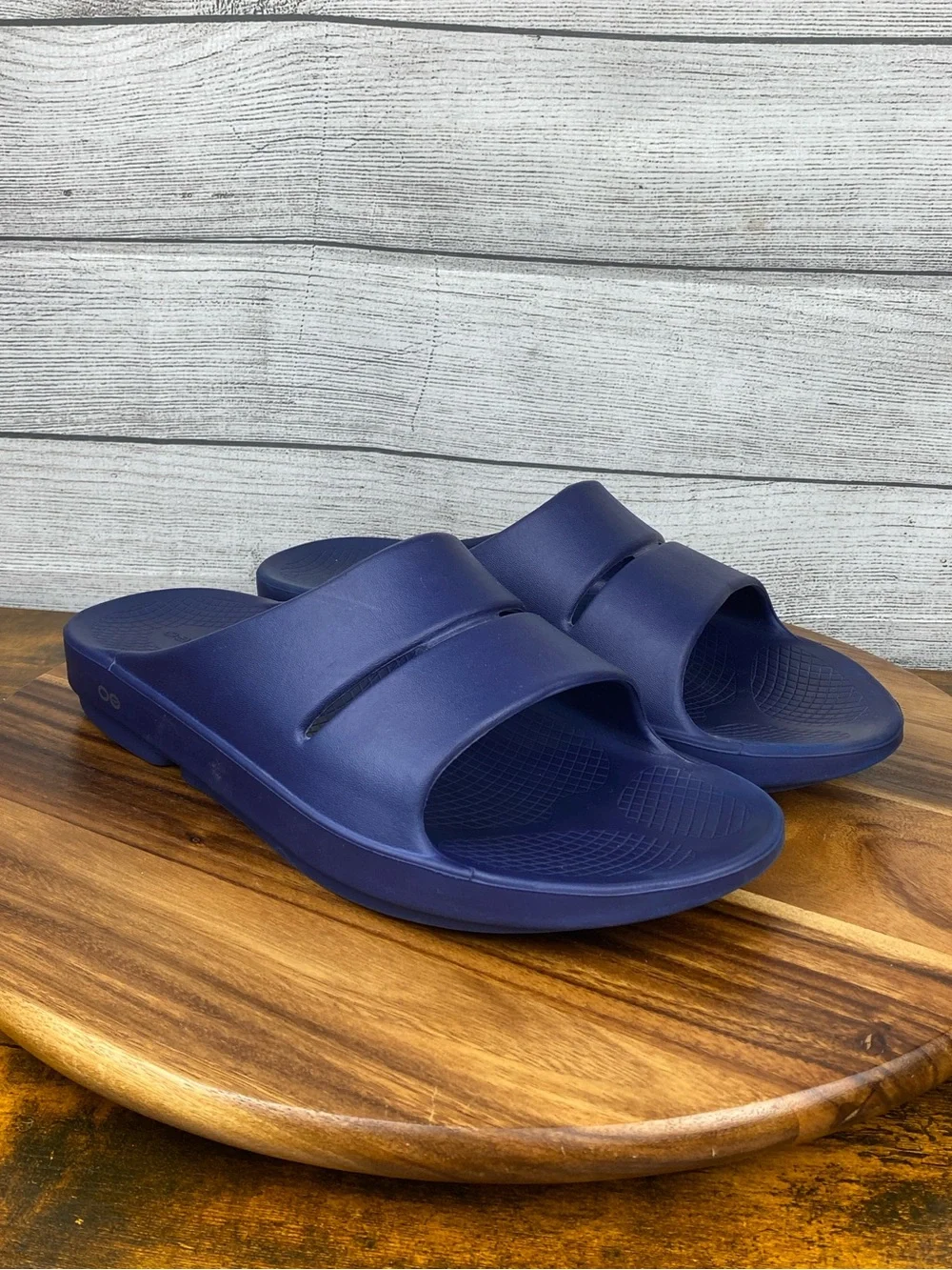 OOFOS OOahh Slide Sandals Comfort Recovery Navy Blue Men’s Shoe Size 14